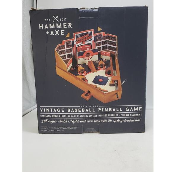 Hammer & Axe Tabletop Baseball Game, Wooden Stadium Pinball Style 100% COMPLETE - Picture 7 of 10
